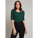 Babette COLLECTIF Retro 50s Knitted Top in Green