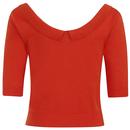 Babette COLLECTIF Retro 50s Knitted Top in Orange