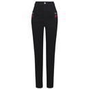 Collectif Becca Retro 1950s Rockabilly Cherry Skinny Jeans in Black