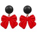 Collectif Belle Bow Retro Christmas Earrings in Red