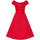 Collectif Blanche Retro 50s Vintage Swing Dress in Red