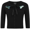Collectif Charlene Retro 50s Kitsch Cats Forever Cardigan in Black