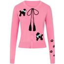 Collectif Char Poodle Parade Cardigan in Pink