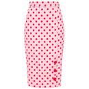 Collectif Charlotte retro 50s Pink and Red Polka Dot Pencil Skirt