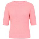Collectif Women's Retro 50s Fluffy Knitted Top in Pink
