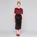 Chrissie COLLECTIF Vintage Knitted Top in Wine