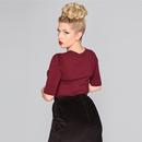 Chrissie COLLECTIF Vintage Knitted Top in Wine