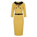 Christine COLLECTIF 1950s Pencil Dress In Mustard