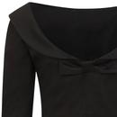 Cordelia COLLECTIF 3/4 Sleeve Bardot Top in Black
