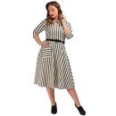 Darcey COLLECTIF Retro Ghost Stripes Swing Dress