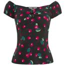 Collectif Dolores 50s Cherry Top in Black	