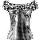 Collectif Dolores Retro 50s Gingham Top in Black/White
