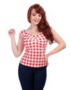 Dolores COLLECTIF Vintage 50s Gingham Top Red