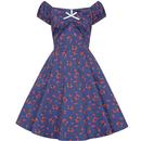 Collectif Retro 50s 60s Dolores Mini Dress in Mixed Berries Navy
