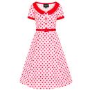 Collectif Retro 50s Dora Polka Dot Swing Dress in Pink and Red