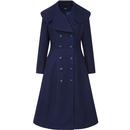 Collectif Womenswear Eileean Retro Trench Rain Coat in Navy
