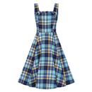 Collectif Eloise Moonlight Check Swing Dress in Blue AW220837A
