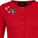 Collectif Lucy Postman Cat Retro Cropped Cardigan 