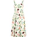 collectif womens emmie mid century floral print sweetheart neck wide strap sleeveless flared midi dress cream