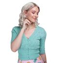 Evie COLLECTIF Retro 50s Heart Knit Cardigan Green