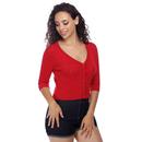 Collectif Retro 50s Cropped Evie Heart Cardigan Red