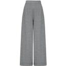Collectif Women's Gerilynn Prince of Wales Trousers Wide Leg Retro Trousers in Grey