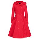 Collectif Heather retro 1950s Hooded Coat in Red	