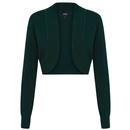Collectif Womenswear Retro 50s Jean Viscose Knitted Bolero Cardigan in Green