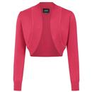 Collectif Womenswear Retro 50s Jean Viscose Knitted Bolero Cardigan in Raspberry