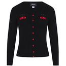 Collectif Retro 50s Jo Cherry Love Knitted Cardigan in Black