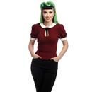 Khloe COLLECTIF Retro Keyhole Peter Pan Top in Red