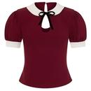 Khloe COLLECTIF Retro Keyhole Peter Pan Top in Red