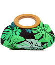 COLLECTIF Tahiti Palm Leaf Retro Wooden Handle Bag
