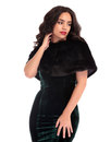 Lillian COLLECTIF Vintage 50s Faux Fur Cape BLACK