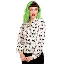 Luiza COLLECTIF Meooow Vintage 40s Blouse In Cream