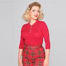 Collectif Women's Maya Knitted Polo in Bright Burgundy Red