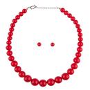 Collectif Natalie Retro 60s Bead Necklace and Stud Earrings Set in Red