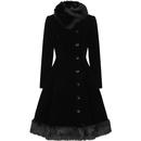 Collectif Womens Nuit Quilted Velvet Swing Coat in Black