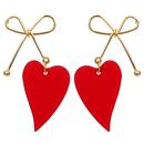 Collectif Pauline Retro Bow and Heart Christmas Earrings in Red