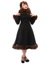Pearl COLLECTIF Vintage 1950s Faux Fur Coat BLACK