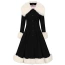 Collectif AW220615A Faux Fur Collar Pearl Coat in Black/White