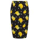 Polly COLLECTIF Retro 50s Lemon Print Pencil Skirt