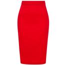 Collectif Polly Retro 50s Vintage Pencil Skirt in Red
