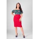 Polly COLLECTIF 50s Vintage Pencil Skirt in Red
