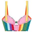 COLLECTIF Retro Vintage Rainbow Stripe Bikini Top