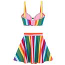 COLLECTIF Retro Vintage Rainbow Stripe Bikini Top