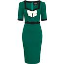 Sadie COLLECTIF Retro 50s Pencil Dress in Green