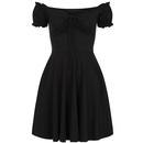 Collectif Sasha Retro 70s Flared Mini Dress in Black