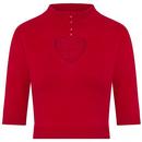 Collectif Shirley Retro Vintage 50s Keyhole Knitted Top Red