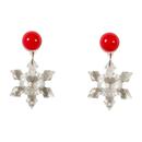 Collectif Retro Snowflake Christmas Earrings in white and red